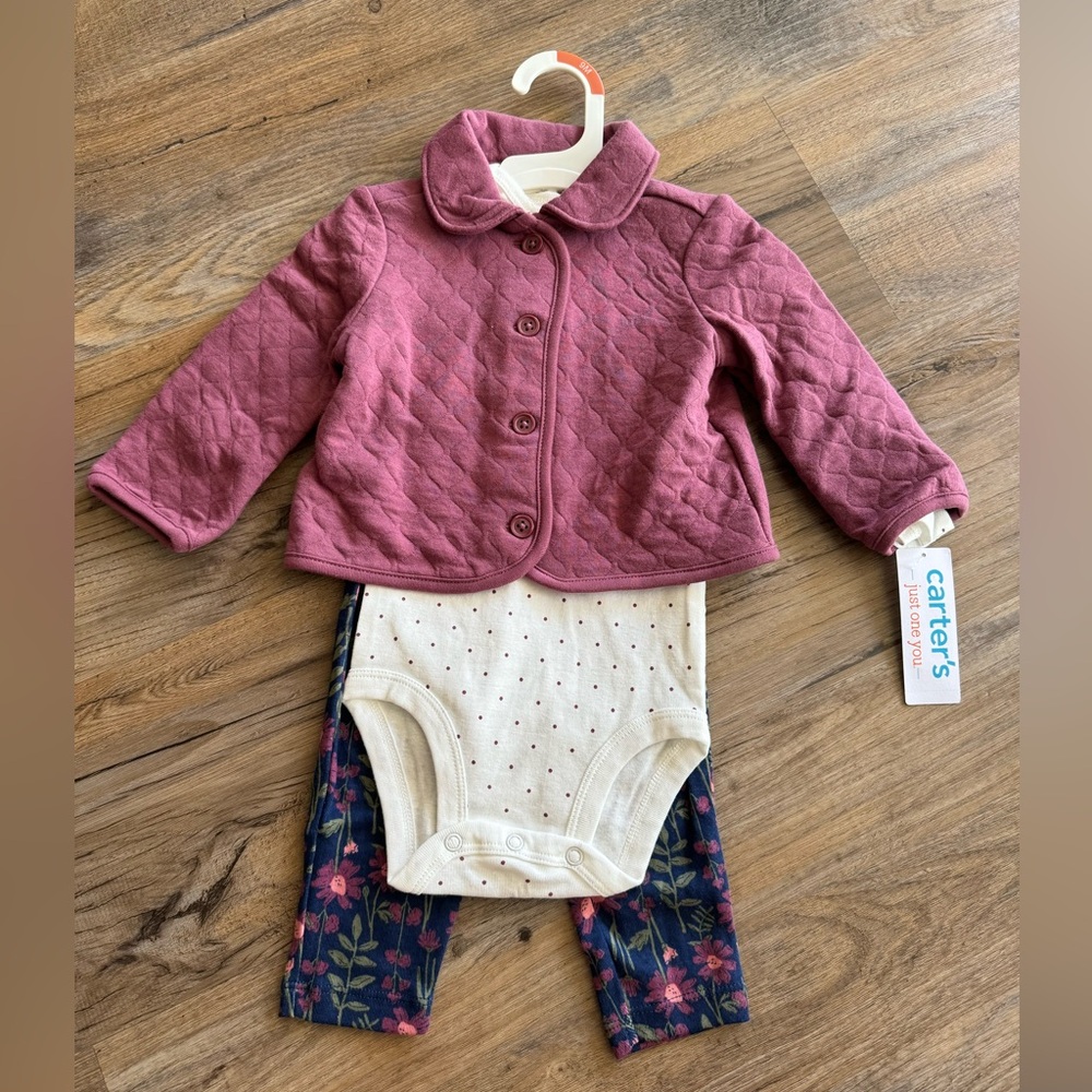 Carters Set with leggings, onesie, and jacket NWT